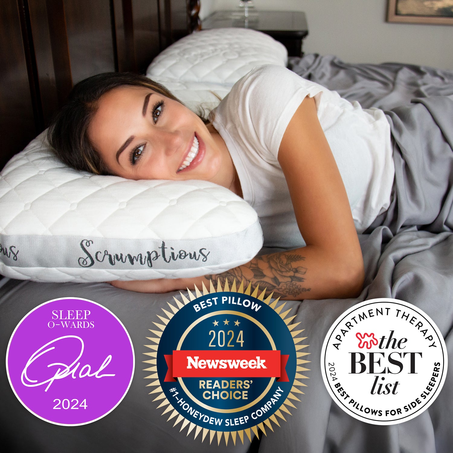 The Scrumptious Side Sleeper Pillow with Cooling Organic Pillowcase