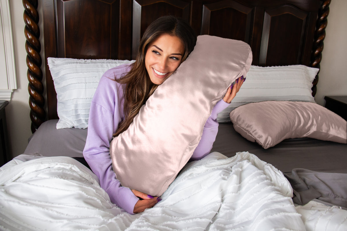 Save the Melons Bundle! Queen Side Sleeper Pillow + Luxe Pink Silk 3D Eyemask + Luxe Pink Silk Pillowcase